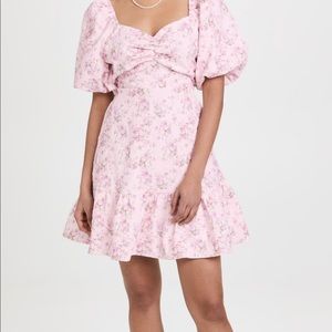 NWOT English Factory puff sleeve pink floral ruffle dress